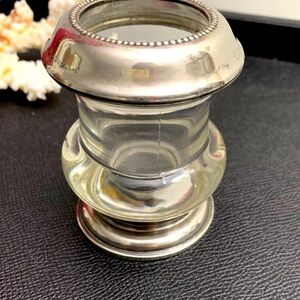 Vintage Glass w/ Sterling Rim & Foot Toothpick Holder Frank M Whiting